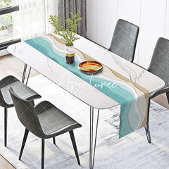 Aperturee - Elegant Mint Green Grey Brown Modern Table Runner