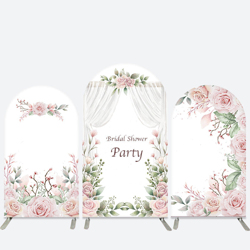 Aperturee Elegant Pink Floral Bridal Shower Arch Backdrop Kit