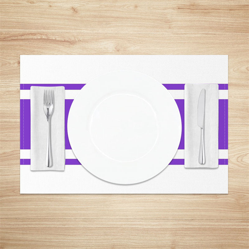 Aperturee - Elegant Purple And White Simple Set Of 4 Placemats