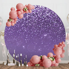 Aperturee - Elegant Purple Glitter Round Birthday Party Backdrop