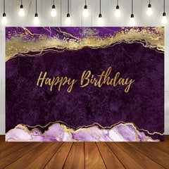 Aperturee - Elegant Purple Gold Glitter Abstract Birthday Backdrop