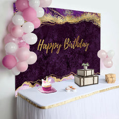 Aperturee - Elegant Purple Gold Glitter Abstract Birthday Backdrop