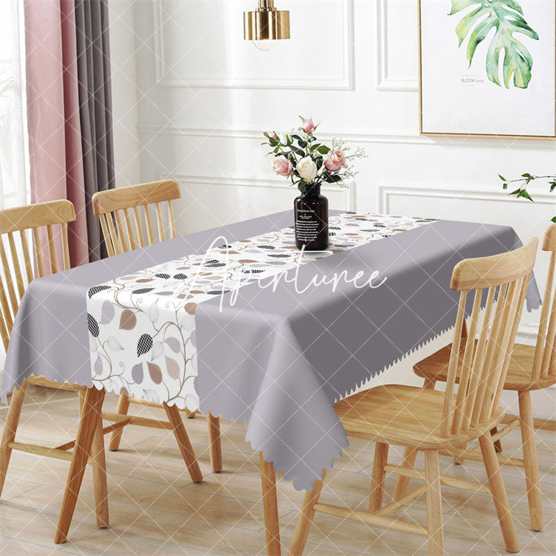 Aperturee - Elegant Purple Leaves Spring Rectangle Tablecloth