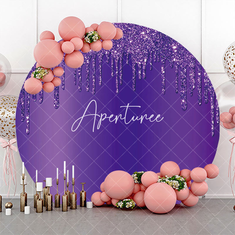 Aperturee - Elegant Purple Solid Color Glitters Round Backdrop