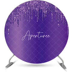 Aperturee - Elegant Purple Solid Color Glitters Round Backdrop