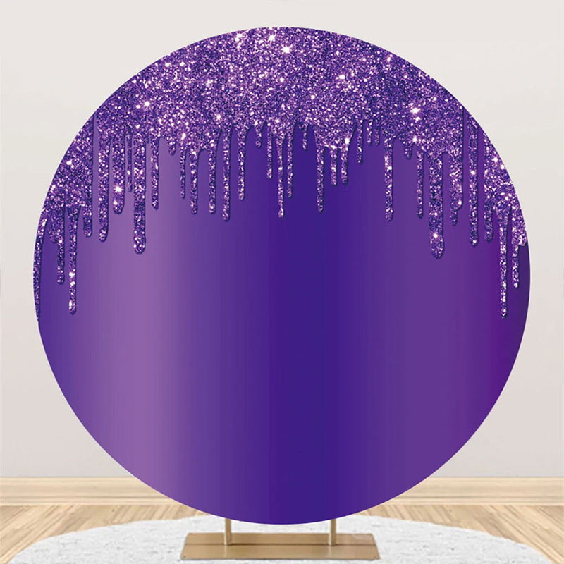 Aperturee - Elegant Purple Solid Color Glitters Round Backdrop