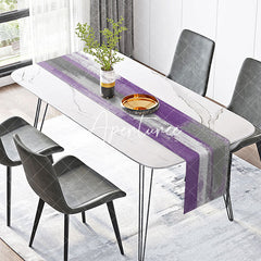 Aperturee - Elegant Purple White Grey Mixed Vintage Table Runner