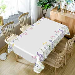 Aperturee - Elegant Spring Flowers White Rectangle Tablecloth