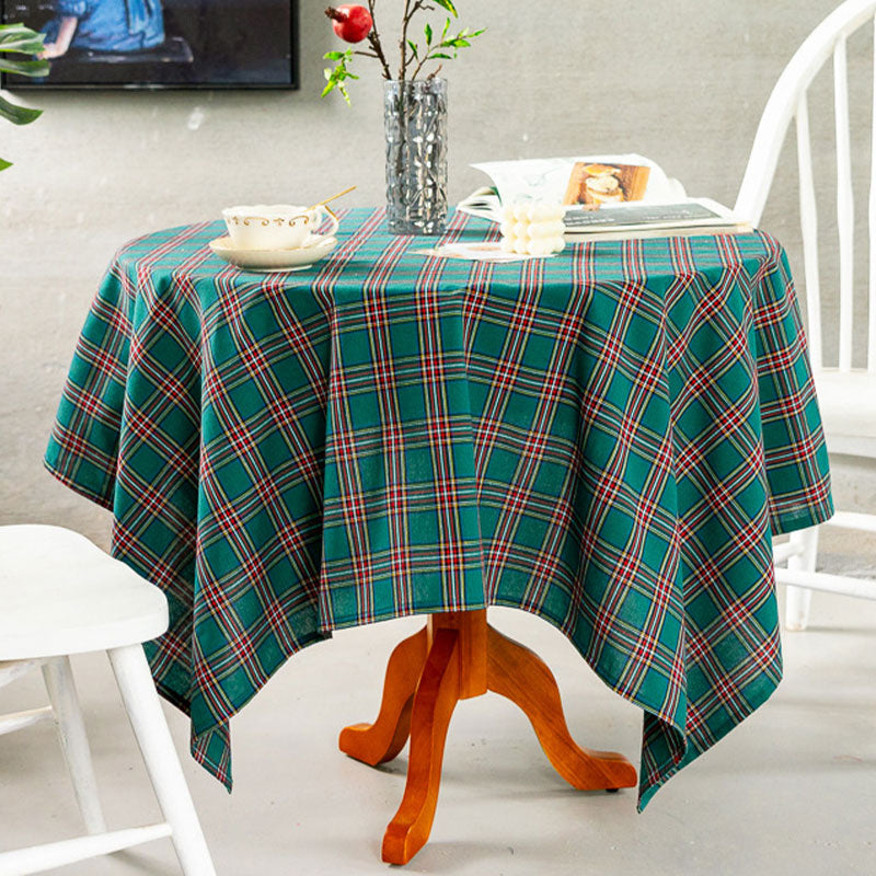 Aperturee - Elegant Turquoise Checkered Gingham Table Overlay