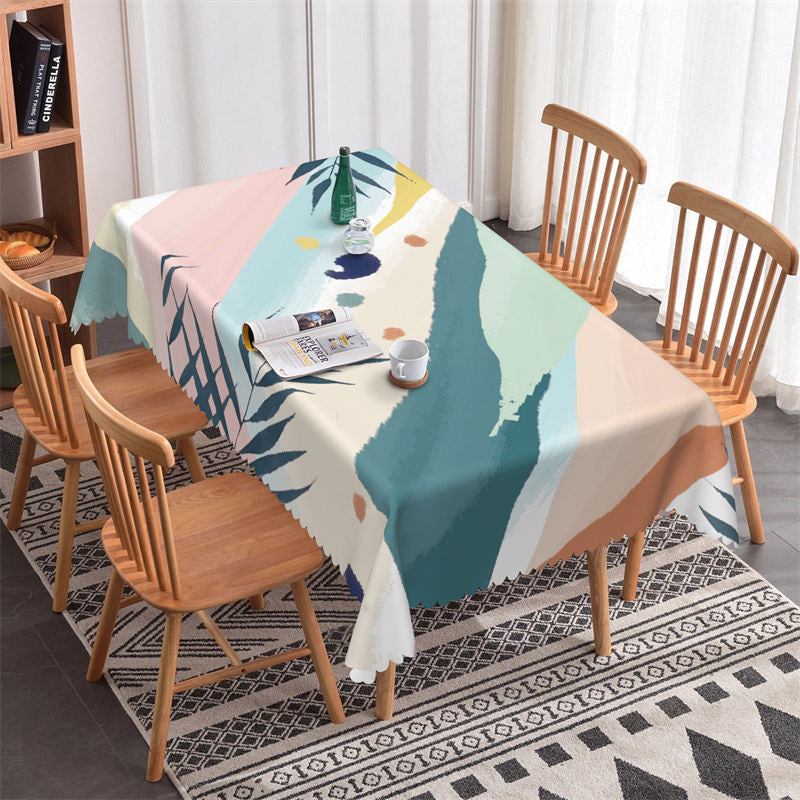 Aperturee - Elegant Watercolor Prints Leaf Rectangle Tablecloth