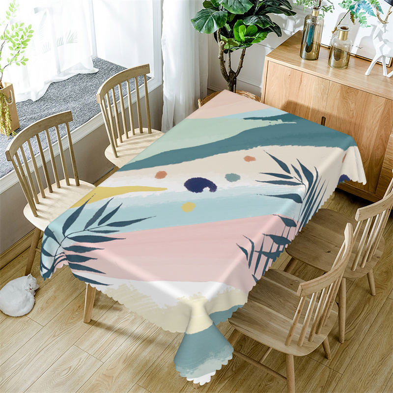 Aperturee - Elegant Watercolor Prints Leaf Rectangle Tablecloth