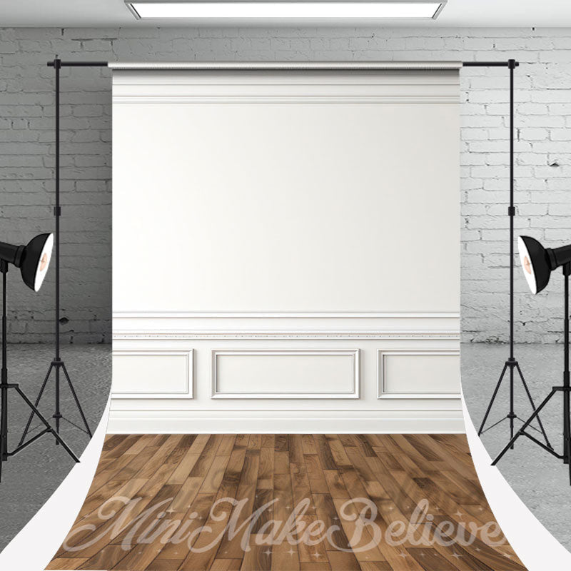 Aperturee - Elegant White Wall Wood Floor Sweep Backdrop For Photo