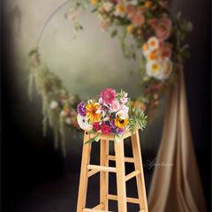 Aperturee - Elegant Wreath Round Flowers Photoshoot Backdrop