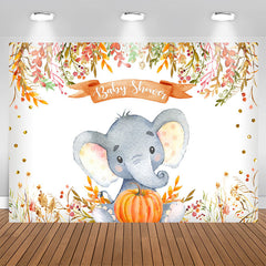 Aperturee - Elephant Pumpkin Baby Shower Gold Glitter Theme Backdrop