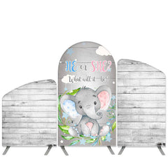 Aperturee Elephant Theme Grey Wood Baby Shower Arch Backdrop Kit