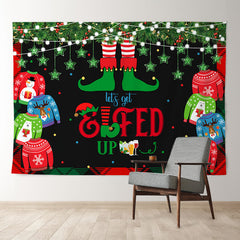 Aperturee - Elfed Up Colorful Sweater Black Christmas Backdrop