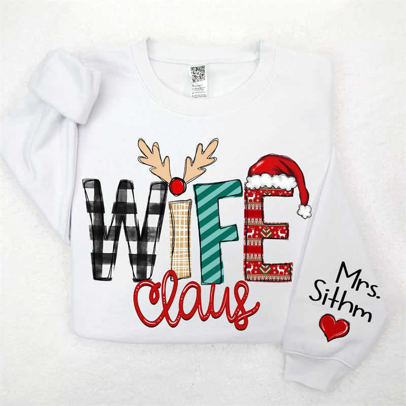 Aperturee - Elk Plaid Wife Husband Custom Christmas Sweatshirt