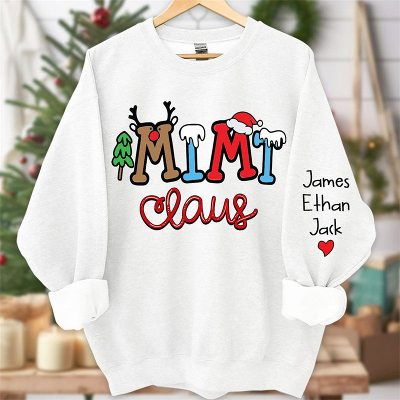 Aperturee - Elk Snow Cedar Claus Custom Kids Christmas Sweatshirt