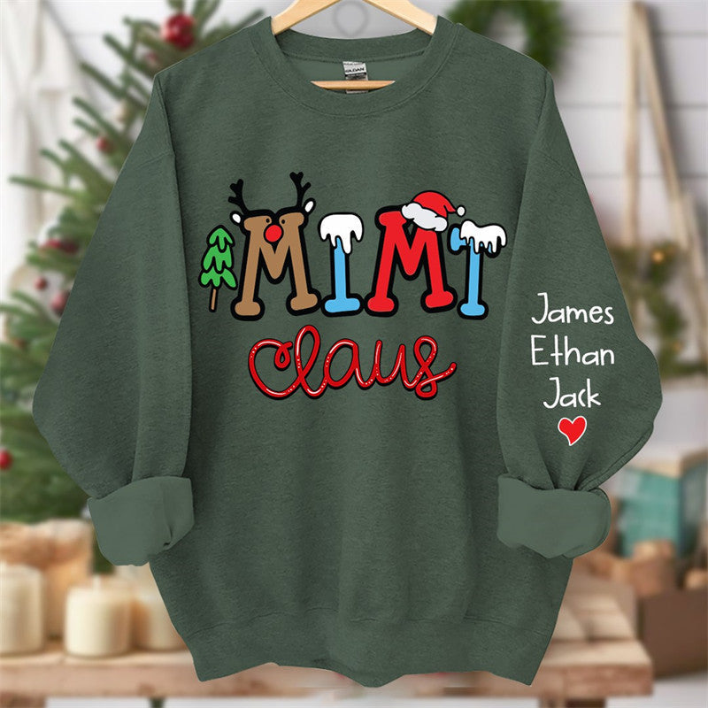 Aperturee - Elk Snow Cedar Claus Custom Kids Christmas Sweatshirt