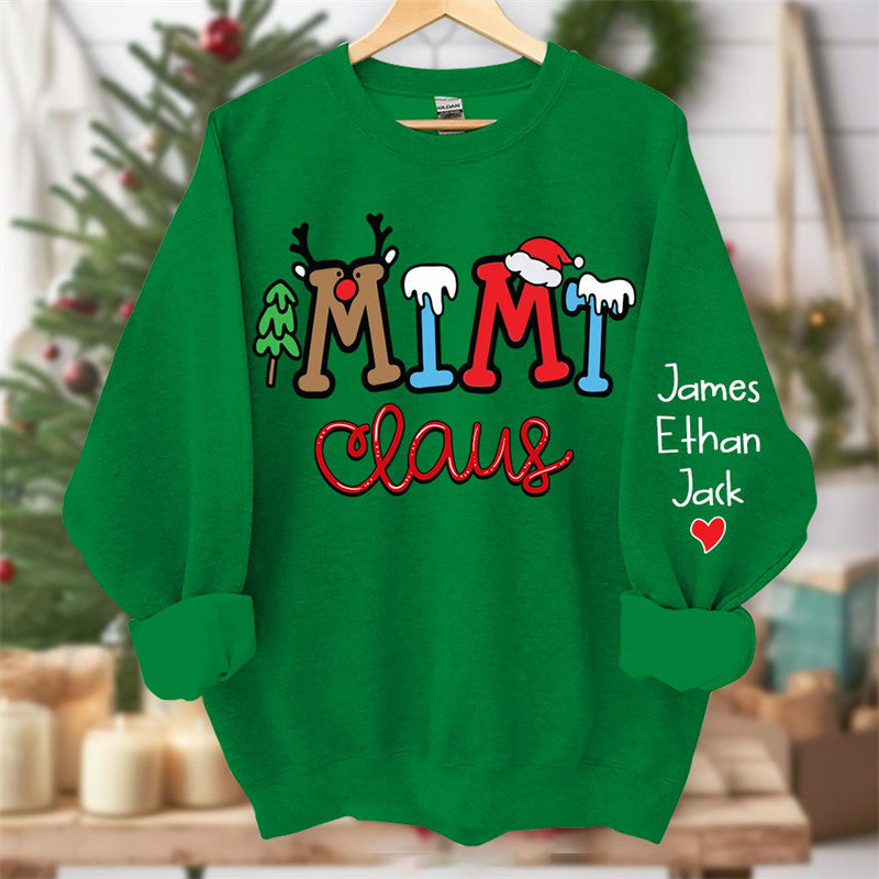 Aperturee - Elk Snow Cedar Claus Custom Kids Christmas Sweatshirt