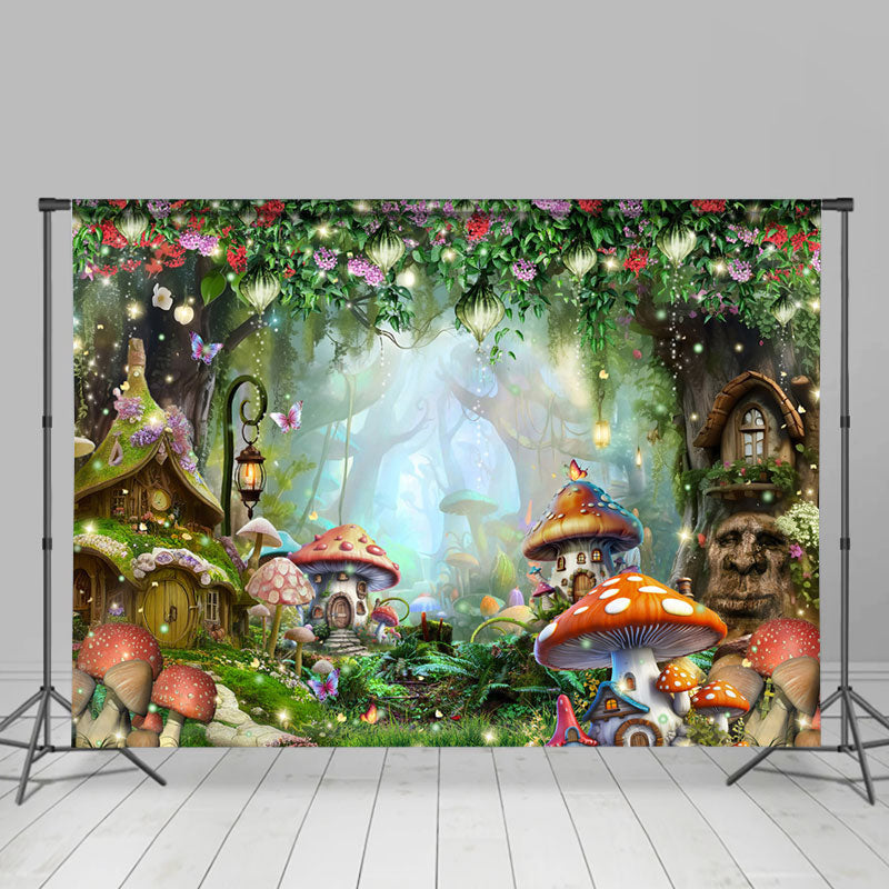 Aperturee - Enchanted Forest Mushroom Trees Spring Backdrop