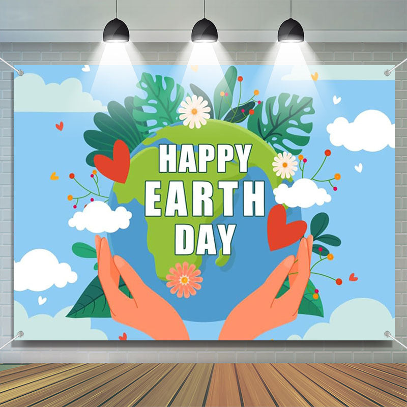 Aperturee - Environmental Protection Happy Earth Day Blue Backdrop