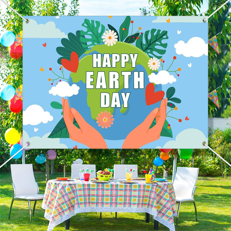 Aperturee - Environmental Protection Happy Earth Day Blue Backdrop