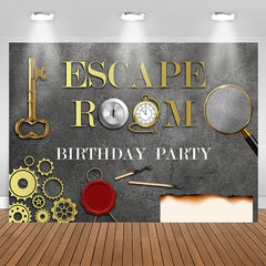 Aperturee - Escape Room Gold And Grey Backdrop For Happy Birthday