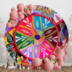 Aperturee - Ethiopian Floral Pattern Baskets Circle Backdrop