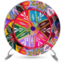 Aperturee - Ethiopian Floral Pattern Baskets Circle Backdrop