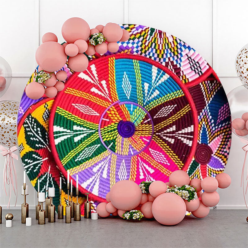 Aperturee - Ethiopian Floral Pattern Baskets Circle Backdrop