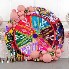 Aperturee - Ethiopian Floral Pattern Baskets Circle Backdrop