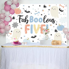 Aperturee - Faboolous Five Boo Halloween Boy Birthday Backdrop