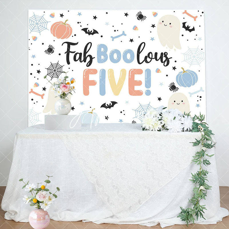 Aperturee - Faboolous Five Boo Halloween Boy Birthday Backdrop