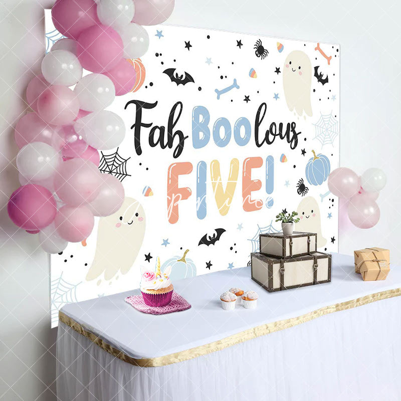 Aperturee - Faboolous Five Boo Halloween Boy Birthday Backdrop