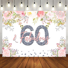 Aperturee - Fabulous Pink Floral Happy 60Th Birthday Backdrop