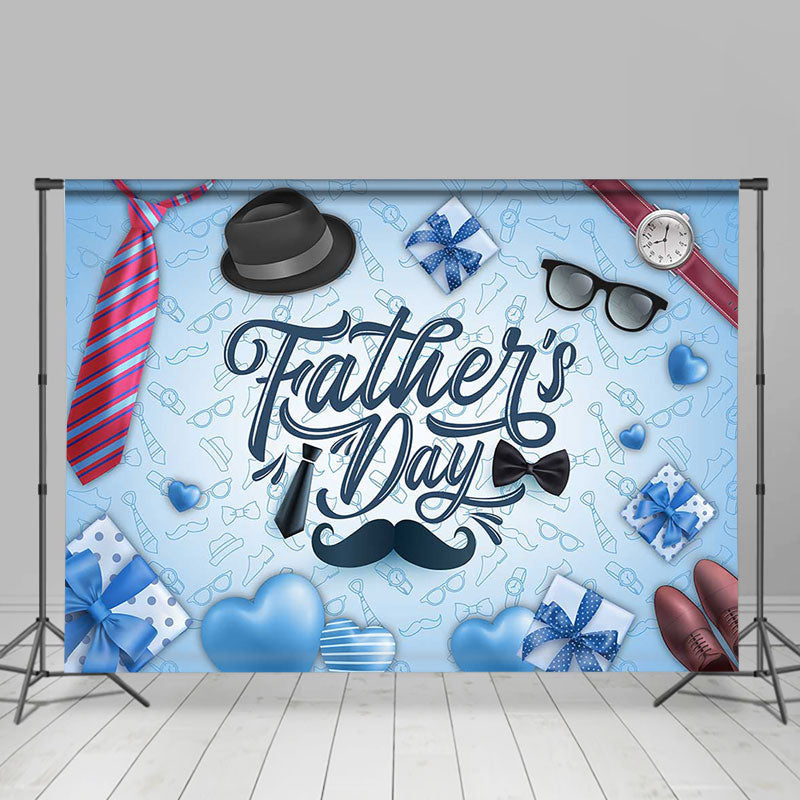 Aperturee - Faded Blue Gifts Heart Tie Fathers Day Backdrop