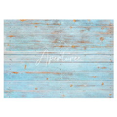 Aperturee - Faded Blue Horizontal Stripe Wood Rubber Floor Mat