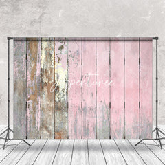 Aperturee - Faded Pink Vintage Wooden Texture Wall Photo Backdrop