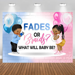 Aperturee - Fades Or Braid Balloon Gender Reveal Baby Shower Backdrop