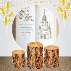 Aperturee - Fairy Book Castle Wood Circle Birthday Backdrop Kit