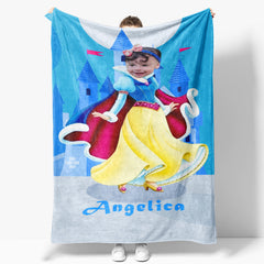 Aperturee - Fairy Princess Castle Moon Girl Custom Photo Blanket