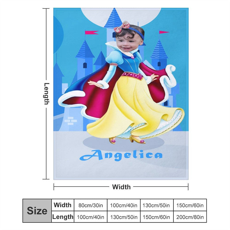 Aperturee - Fairy Princess Castle Moon Girl Custom Photo Blanket