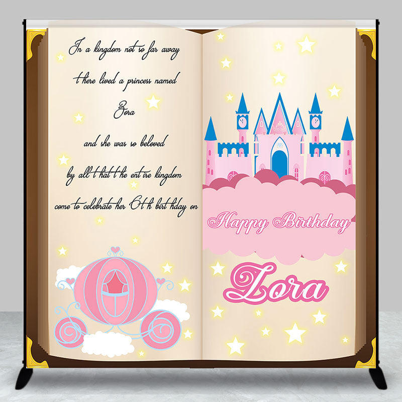 Aperturee - Fairy Tale Book Castle Custom Name Birthday Backdrop