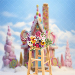 Aperturee - Fairy Tale Candyland Snowy Field Winter Backdrop