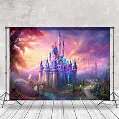 Aperturee - Fairy Tale Castle Sunset Trees Cake Smash Backdrop