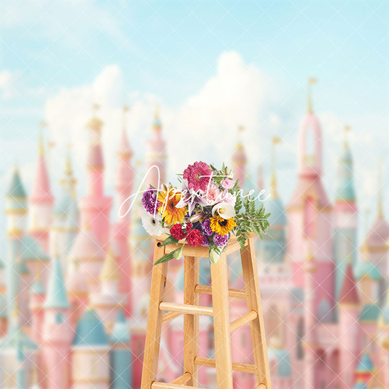 Aperturee - Fairy Tale Cloud Castle Birthday Cake Smash Backdrop