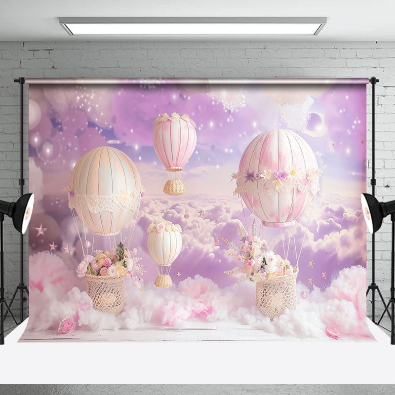 Aperturee - Fairy Tale Clouds Hot Air Balloon Cake Smash Backdrop