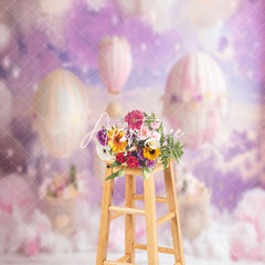 Aperturee - Fairy Tale Clouds Hot Air Balloon Cake Smash Backdrop