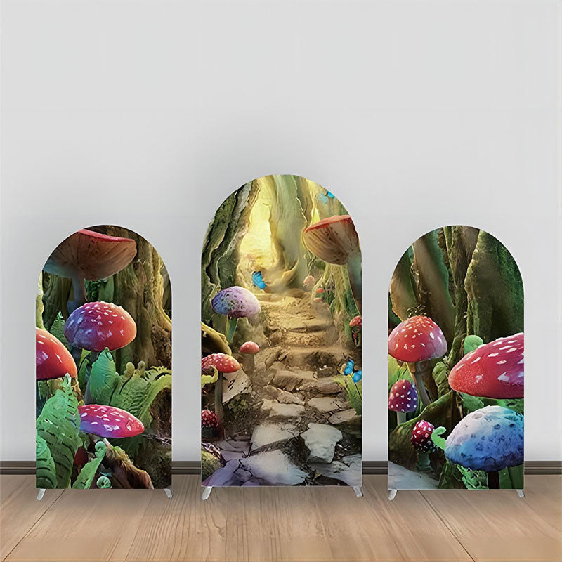 Aperturee - Fairy Tale Colorful Mushroom Stair Arch Backdrop Kit